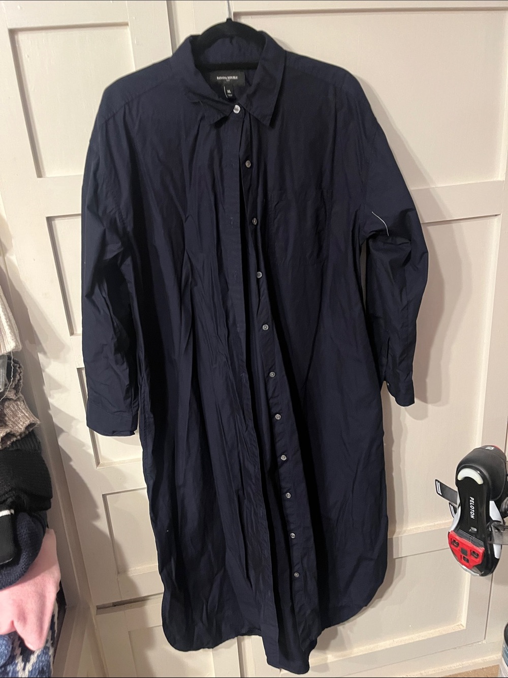 Banana Republic.  Dark Navy Long Button-Down Shirt Dress